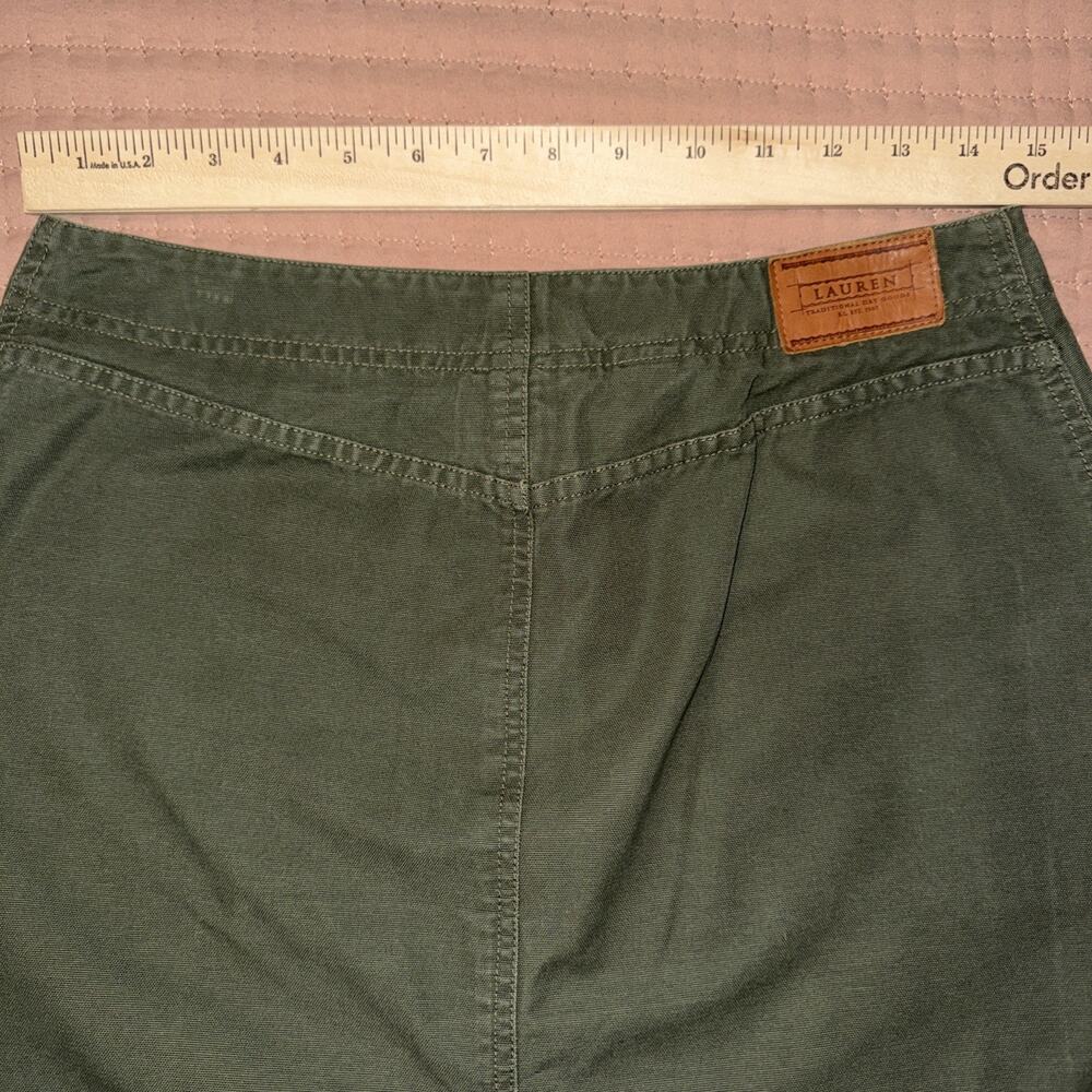Lauren Ralph Lauren Vintage Y2K Army Green Button From Mini Skirt Sz 8P EUC Prep - Picture 5 of 8